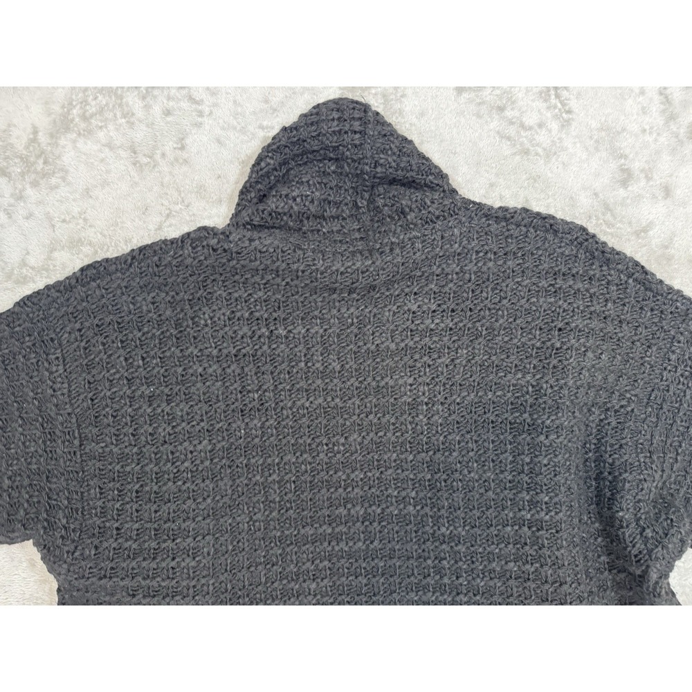 Chicos Cardigan Sweater Womens 2 Black Open Front Wool Blend Indie Sleaze Goblin - Picture 8 of 11